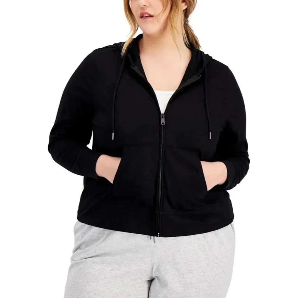 Ideology Black Full Zip Fleece Lined Athletic Hoodie Jacket M